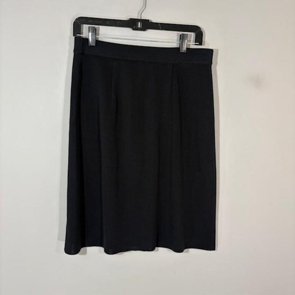 Misook Skirt Womens M Black Knit Pleated A Line Knee Length Pull On Stretch